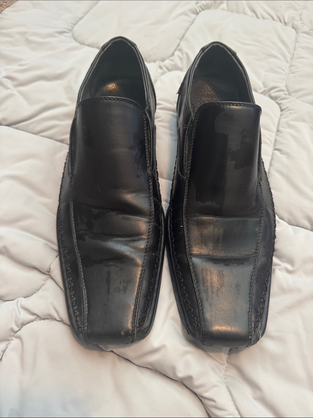 Men's Black Leather Slip-On Dress Shoes